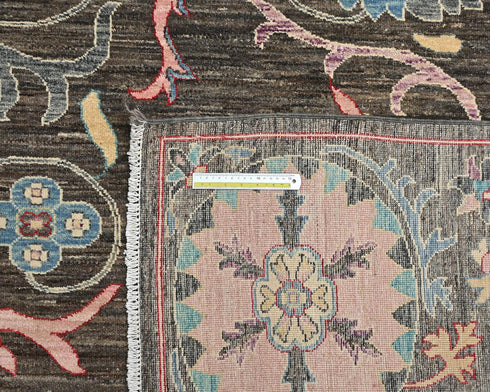 9x12 Zeigler Brown Afghan Hand Knotted Wool Area Rug